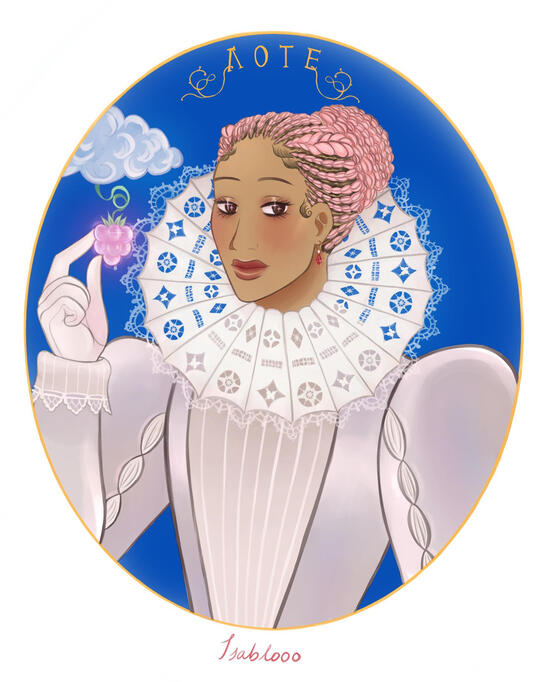Sticker design depicting Erskine-Lily from the book 'LOTE' (2020) by Shola von Reinhold
